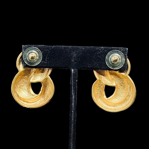 Chunky Gold Tone Infinity Loop Pierced Earrings (4729) - Picture 3 of 3